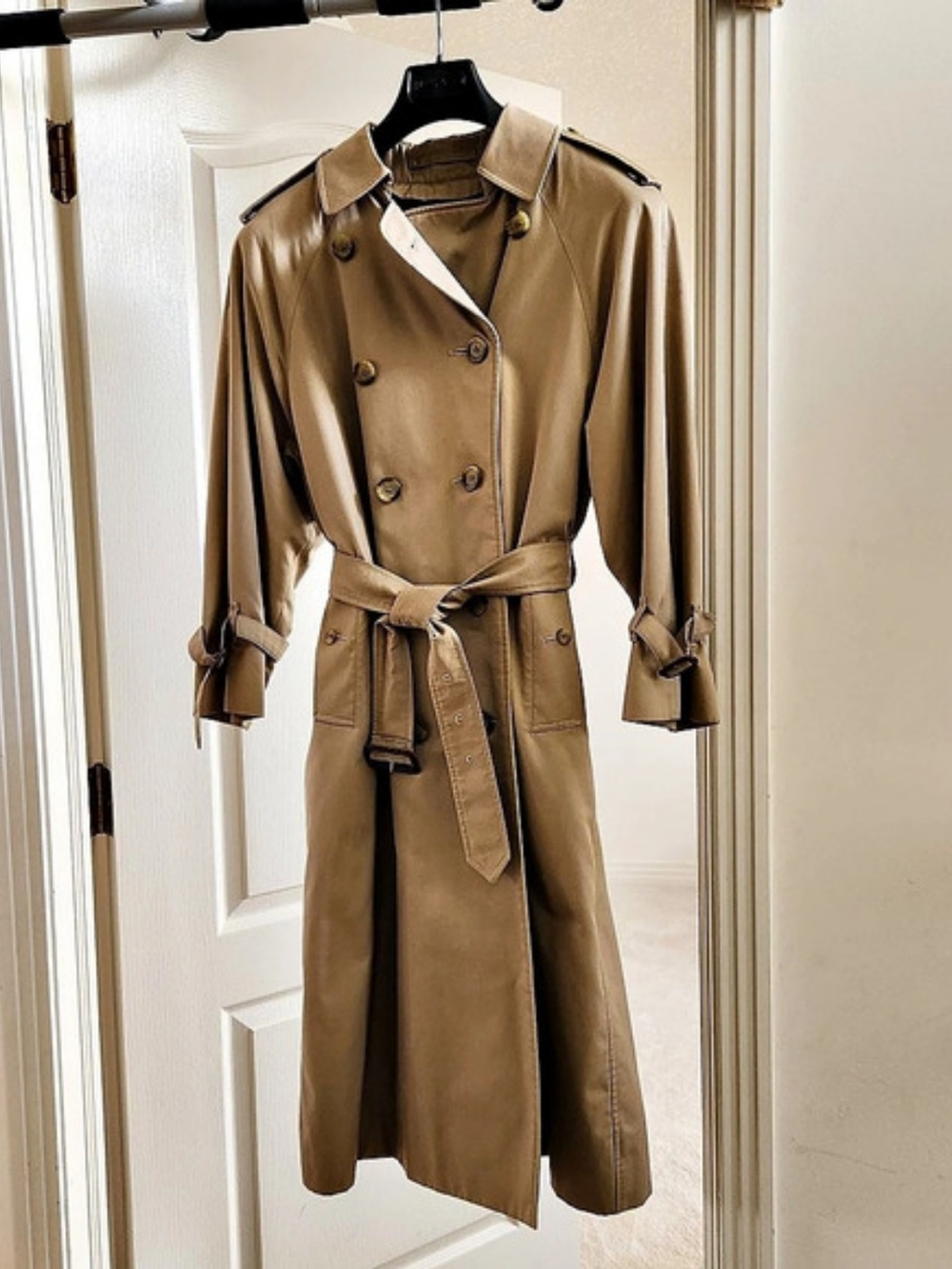 Vintage Burberrys Double-Breasted Raglan Trench Coat w/Removable Wool Liner.